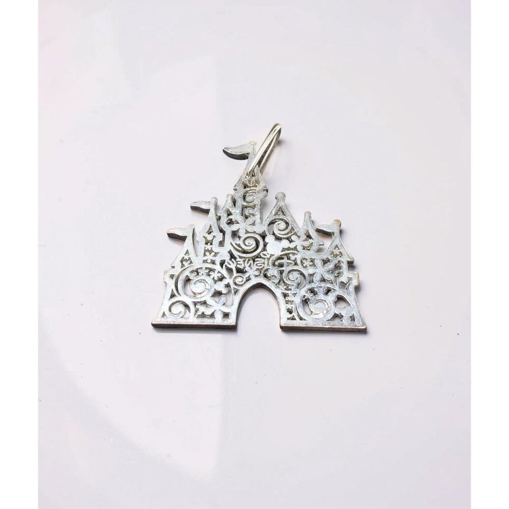 Disneyland Castle Silhouette Metal Keychain Silver Disney Collectible - Picture 8 of 10